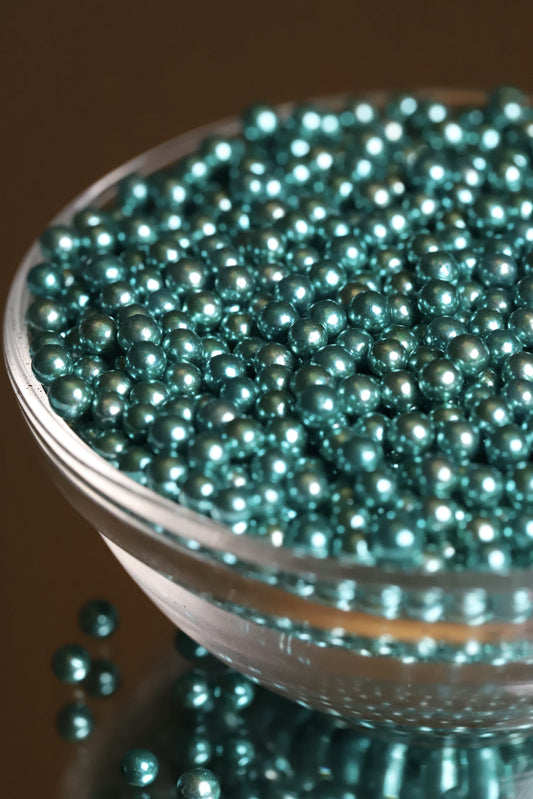 Teal Metallic Beads - Halal, Vegetarian, Vegan, Kosher, Gluten Free Sprinkles