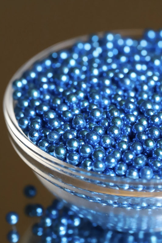 Sky Blue Metallic Beads - Halal, Vegetarian, Vegan, Kosher, Gluten Free Sprinkles