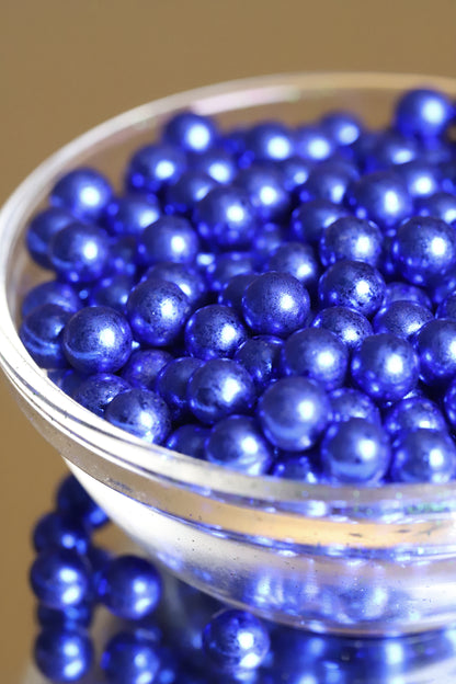 Royal Blue Metallic Beads - Halal, Vegetarian, Vegan, Kosher, Gluten Free Sprinkles